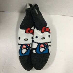 Hello Kitty Cozy Warmers Kids Socks - Black and Red Gripper bottom Sz 9-11